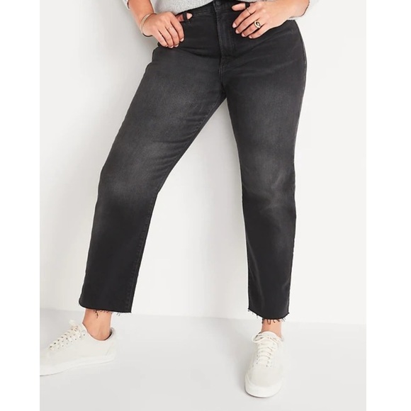 Old Navy NWT! Extra Sky-Hi Straight Raw-Hem Black Jean Size 18P - Picture 2 of 13